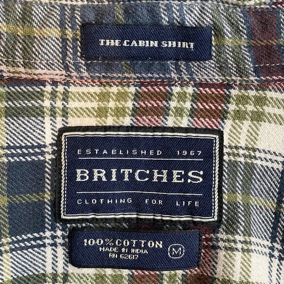 Britches Cabin Shirt Button Down Flannel Mens M Red Blue Heritage Plaid Cotton - Picture 9 of 10